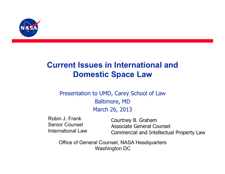 current issues in international and domestic space law