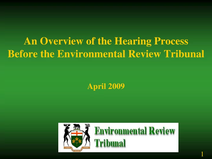 before the environmental review tribunal