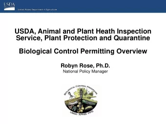 USDA, Animal and Plant Heath Inspection  Service, Plant Protection and Quarantine  Biological