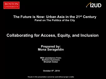 Collaborating for Access, Equity, and Inclusion  Prepared by:  Mona Serageldin  With assistance
