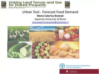 Urban Tool - Forecast Food Demand  Maria Caterina Bramati  Sapienza University of Rome