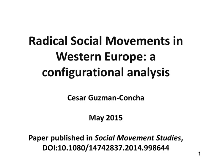 radical social movements in western europe a