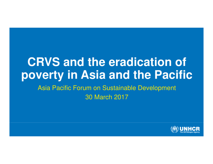 crvs and the eradication of poverty in asia and the