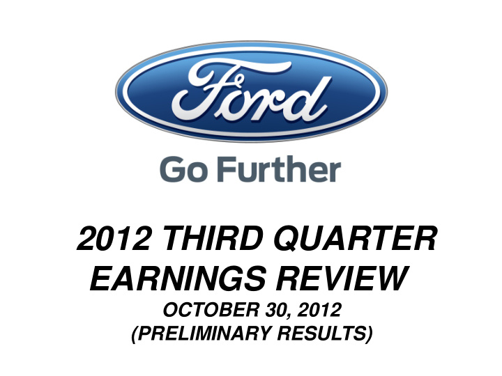 2012 third quarter earnings review