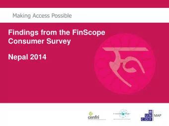 Findings from the FinScope  Consumer Survey  Dates, authors and  references to be placed here