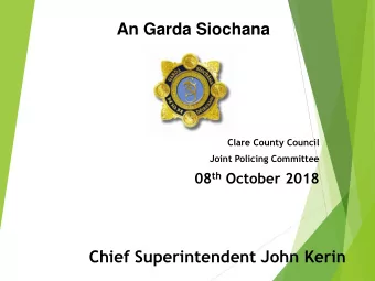Chief Superintendent John Kerin  T 1 st 9 months of 2018 v 2017  Recorded  Variance  1  Homicide