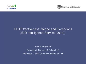 ELD Effectiveness: Scope and Exceptions  (BIO Intelligence Service (2014))  Valerie Fogleman