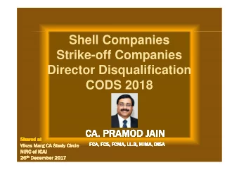 Shell Companies  Strike-off Companies  Director Disqualification  CODS 2018