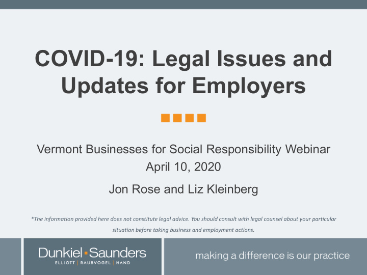 covid 19 legal issues and updates for employers