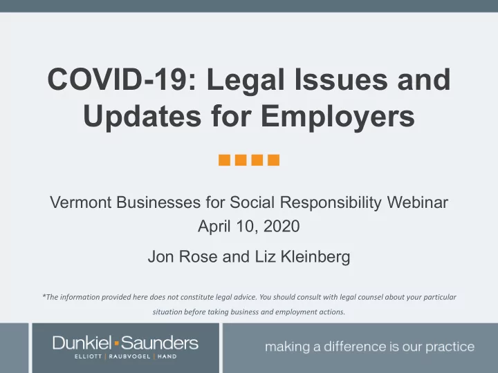 covid 19 legal issues and updates for employers