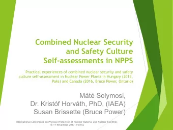 Combined Nuclear Security  and Safety Culture  Self-assessments in NPPS  Practical experiences of