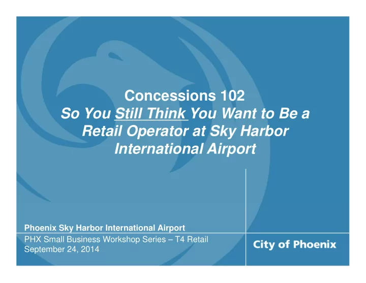 concessions 102 so you still think you want to be a