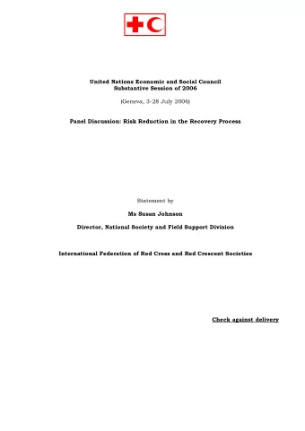 United Nations Economic and Social Council  Substantive Session of 2006  (Geneva, 3-28 July 2006)