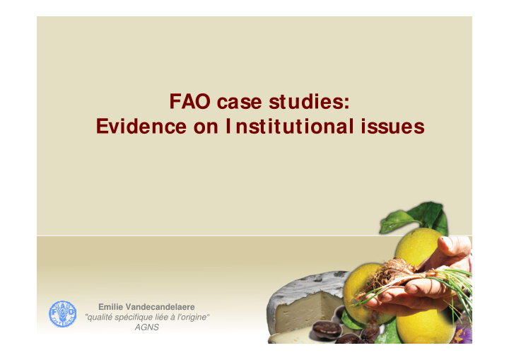 fao case studies evidence on i nstitutional issues