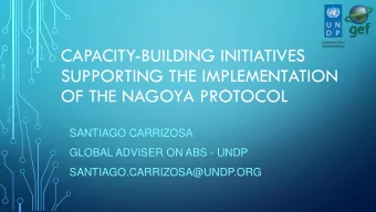 CAPACITY-BUILDING INITIATIVES  SUPPORTING THE IMPLEMENTATION  OF THE NAGOYA PROTOCOL  SANTIAGO