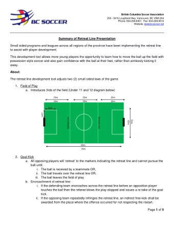 Summary of Retreat Line Presentation  Small sided programs and leagues across all regions of the