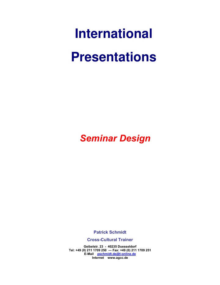 international presentations