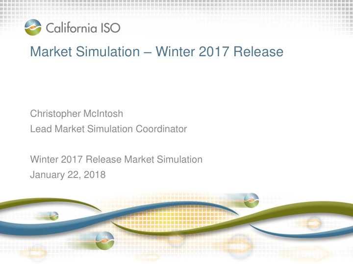 market simulation winter 2017 release