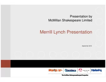 Merrill Lynch Presentation  September 2010  Background    Australias largest provider of