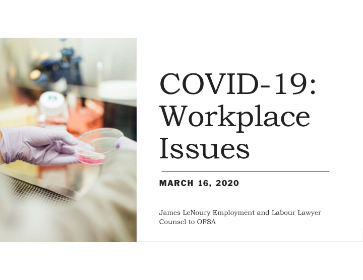 covid 19 workplace issues