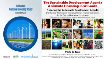 The Sustainable Development Agenda  &amp; Climate Financing in Sri Lanka  Financing the Sustainable