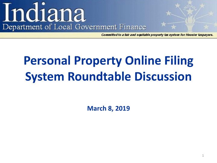personal property online filing system roundtable