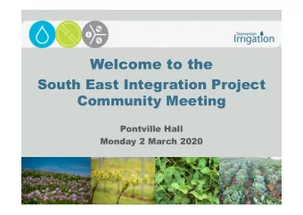 Welcome to the  South East Integration Project  Community Meeting  Pontville Hall  Monday 2 March