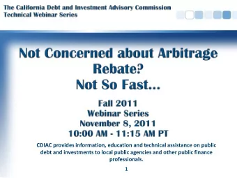 CDIAC provides information, education and technical assistance on public  debt and investments to