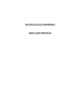 MULTISTATE TAX COMMISSION:  JOINT AUDIT PROGRAM:  MTC AUDIT OFFICES:  CHICAGO HEADQUARTERS  223 W.