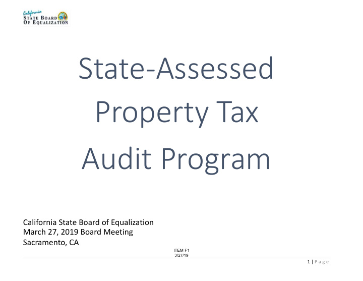 state assessed property tax audit program