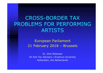 CROSS-BORDER TAX  PROBLEMS FOR PERFORMING  ARTISTS  European Parliament  21 February 2018