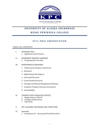 U N I V E R S I T Y  O F  A L A S K A  A N C H O R A G E  K E N A I  P E N I N S U L A  C O L L E G