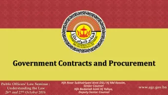 Government Contracts and Procurement  Hjh Noor Sukhairiyani binti DSLJ Hj Md Kassim,  Public