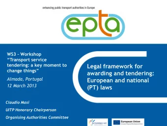 Legal framework for  change things  awarding and tendering:  Almada, Portugal  European and