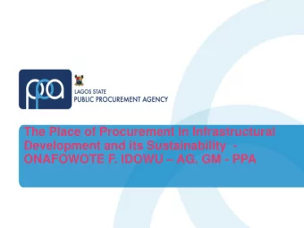 Development and its Sustainability  - ONAFOWOTE F. IDOWU  AG. GM - PPA  LAGOS  Lagos City-State