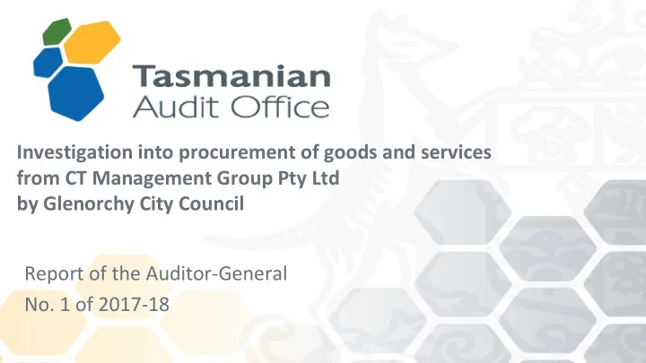 investigation into procurement of goods and services from