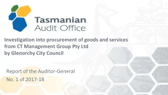 Investigation into procurement of goods and services  from CT Management Group Pty Ltd  by