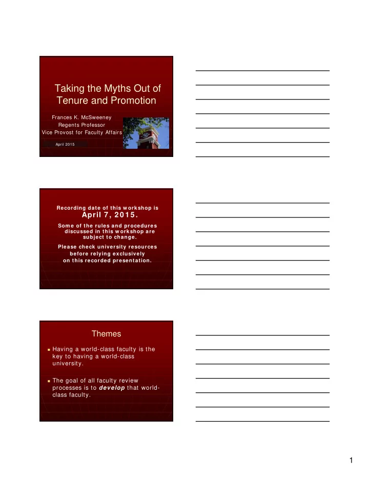 taking the myths out of tenure and promotion