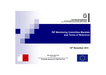 ISF Monitoring Committee Mandate  and Terms of Reference 16 th November 2015  Internal Security