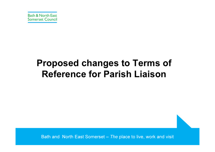 proposed changes to terms of reference for parish liaison