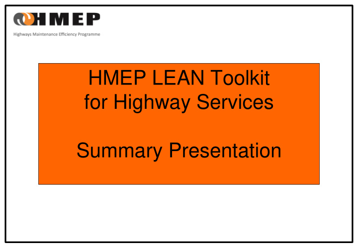 hmep lean toolkit