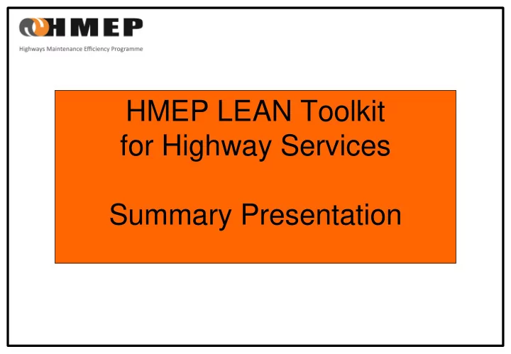 hmep lean toolkit