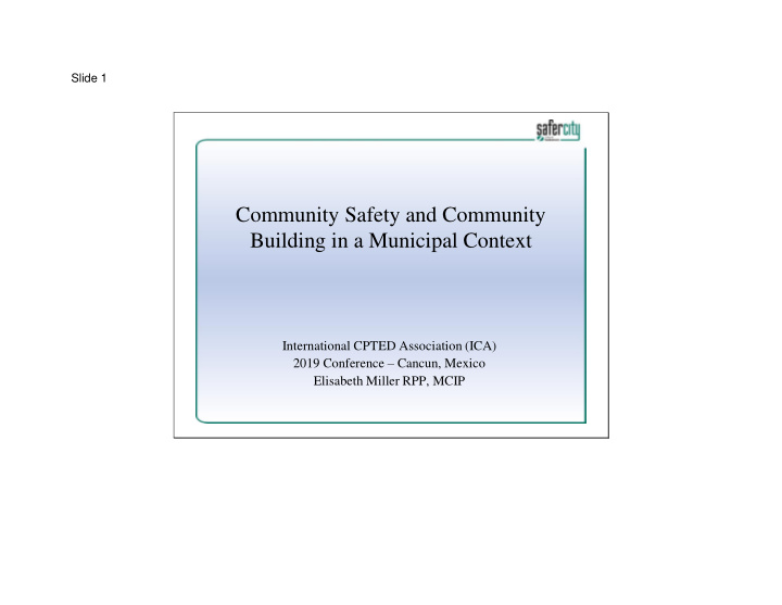 community safety and community
