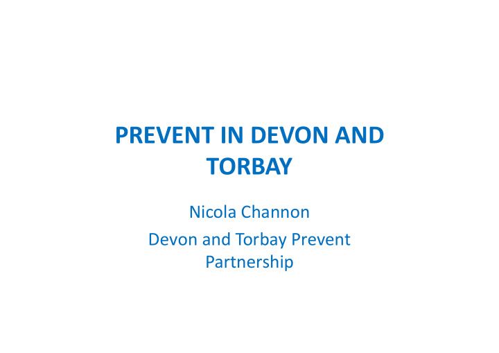 prevent in devon and torbay