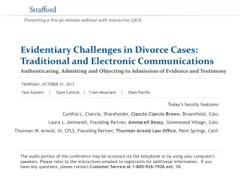 Evidentiary Challenges in Divorce Cases:  Traditional and Electronic Communications