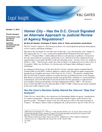 October 11, 2012 Homer City  Has the D.C. Circuit Signaled  Practice Group(s):  an Alternate