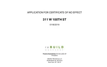 311 W 100TH ST  01/8/2019 Themis Haralabides RA AIA LEED AP  President  reBUILD Workshop LLC  49