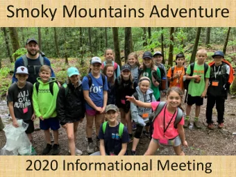 Smoky Mountains Adventure  2020 Informational Meeting  Who Are We?  Parkway-Rockwood Community Ed