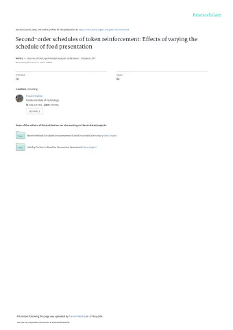 Second-order schedules of token reinforcement: Effects of varying the  schedule of food
