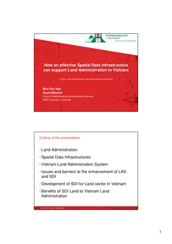 How an effective Spatial Data Infrastructure  can support Land Administration in Vietnam  (TS3A -